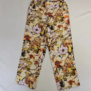 Chico's Floral Print Pants - Orange, Purple, Green
